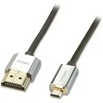 Lindy - 0,5 Meter Hdmi Zu Micro Hdmi A/d Chrome Chrome Kabel, Slimline High Speed,
