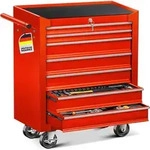 Masko&reg; Werkstattwagen, Abschlie&szlig;bar, Metall - 7 F&auml;cher, Rot