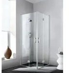 Kermi - Liga Eck-halbteil Links 2cl 800 X 2000mm Silber Mattglanz Esg Klar