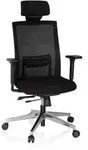 B&uuml;rostuhl / Chefsessel Captiva Sitz Stoff / R&uuml;cken Netz Schwarz / Schwarz Hjh