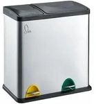 Tc2combo35 M&uuml;lleimer Edelstahl Abfalleimer M&uuml;lltrennung (12l + 23l) Silber - Svita
