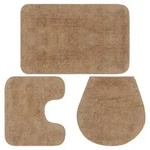 Badematten-set 3-tlg. Stoff Beige Vidaxl
