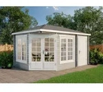 5-eck Gartenhaus Modell Josephine-40 Mit Anbau Gartenhaus Aus Holz, Holzhaus Mit 40