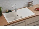 K&uuml;chensp&uuml;le Einbausp&uuml;le Sp&uuml;lbecken Granitsp&uuml;le 86 X 50 Wei&szlig; Respekta Orlando