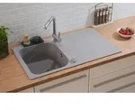 K&uuml;chensp&uuml;le Einbausp&uuml;le Sp&uuml;lbecken Granitsp&uuml;le 86 X 50 Grau Respekta Orlando