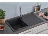 Respekta - Küchenspüle Einbauspüle Spüle Granit Mineralite 80 x 50 Schwarz