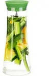 Relaxdays Glaskaraffe Zylindrisch, 1 Liter, Gastro, Edelstahl Ausgie&szlig;er, Feines