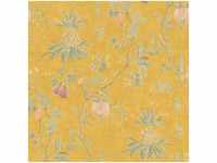 Vintage Tapete in Gelb mit Blumen im Shabby Chic Romantische Vliestapete floral...