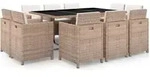 11-tlg. Garten-essgruppe Mit Auflagen Poly Rattan Beige Vidaxl