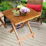 Harms - Au&szlig;en Bistro Tisch Holz Akazie Ge&ouml;lt Braun Garten Balkon Terrassen M&ouml;bel