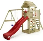 Spielturm Kletterger&uuml;st Multiflyer Holzdach Mit Schaukel & Rutsche, Kletterturm Mit