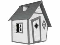Spielhaus Cabin in Grau / Weiß Kleines Spielhaus aus fsc Holz für Kinder 102 x 94 x