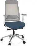 B&uuml;rostuhl / Drehstuhl Chiaro T2 White Netzstoff / Stoff Grau / Blau Hjh Office