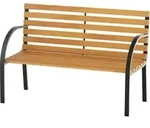Outsunny Gartenbank Sitzbank Parkbank 2-sitzer Garten Stahl+kiefernholz Natur B122 X