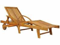 Sonnenliege Holz Klappbar 320kg Belastbar Fuß- und Rückenteil variierbar Räder