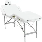 Massagetisch Mit Aluminiumrahmen, Faltbar 4 Zonen Creme-wei&szlig;