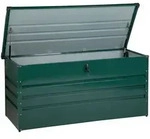 Gartentruhe Dunkelgr&uuml;n Metall 400 L 132 X 62 Cm Wasserdicht Abschlie&szlig;bar Mit Deckel