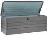 Gartentruhe Grau Metall 600 L 165 X 70 Cm Wasserdicht Abschlie&szlig;bar Mit Deckel Garten
