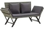 Gartenbank Mit Auflagen 176 Cm Grau Poly Rattan - Vidaxl