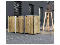 Holz Mülltonnenbox, Mülltonnenverkleidung für 240 l Mülltonnen natur 3er Box -