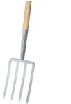 Idealspaten Spatengabel Silber 4 Zinken, T-stiel Import