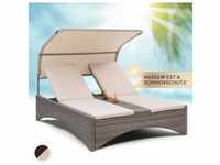 Eremitage Double Lounger Sonnenliege 2 Pers. Aluminium/Rattan taupe - Aschgrau...