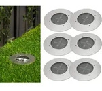 Ranex - Solar Led Bodeneinbaustrahler 6er Set F&uuml;r Au&szlig;en, Edelstahl Rund &Oslash;14cm Ip67
