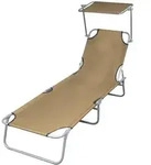 Vidaxl - Sonnenliege Klappbar Mit Sonnenschutz Stahl Taupe