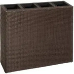 Garten-hochbeet Mit 4 T&ouml;pfen Poly Rattan Braun - Vidaxl