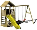 Wendi Toys - Holz Spielturm Giraffe Mit Rutsche, Kletterwand, 2 Schaukeln &