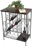 Weinregal Mit Holzablage 12977 Flaschenregal Mit Glashalter 83 Cm Braun Metall...