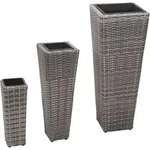 Garten-hochbeet 3-tlg. Poly Rattan Grau Vidaxl