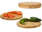 Relaxdays - Fr&uuml;hst&uuml;cksbrettchen 4er Set, Bambus, Rund, 25 Cm, K&uuml;chenbrett,