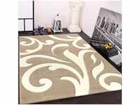 Designer Teppich mit Konturenschnitt Modern Beige Creme 80x300 cm - Paco Home