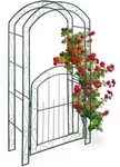 Relaxdays - Rosenbogen Mit T&uuml;r, Garten Rankhilfe Kletterpflanzen, Torbogen Metall,