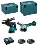 Makita - Kit Dlx2125tj1 (dga504 + Dhr243 + 2 X 5,0 Ah + Dc18rc + Makpac 3 + Makpac 4)