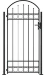 Zauntor Mit Gew&ouml;lbter Spitze Und 2 Pfosten 105x204 Cm Schwarz - Vidaxl