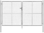 Gartentor Verzinkter Stahl 306 X 200 Cm Silbern Vidaxl