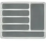 Besteckkasten 6 F&auml;cher, Grau, Kunststoff (pet) Transparent, Kunststoff (tpr) Grau -