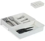 Relaxdays - Besteckkasten, Ausziehbar, 7 F&auml;cher, F&uuml;r Besteck & K&uuml;chenutensilien,