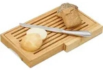 Relaxdays Brotschneidebrett, Praktisches Brotbrett Mit Messer Aus Edelstahl,