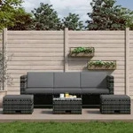 4-tlg. Garten-lounge-set Mit Auflagen Poly Rattan Grau Vidaxl