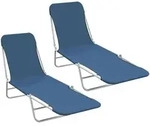 Klappliegen 2 Stk. Stahl Und Stoff Blau Vidaxl