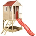 Wendi Toys - Kinderspielhaus, Stelzenhaus 'frosch' Mit Verande Und Rutsche, Holz