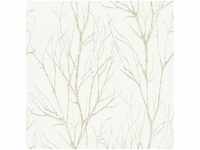 Weiß gold Tapete mit Baum Design Waldtapete im modernen Stil für Esszimmer und