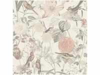 A.s.creations - Vlies Vogeltapete in Pastell | Vogel Tapete mit Blumen romantisch