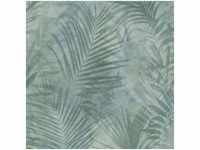 Wasserfarben Tapete mit Palmenblättern Exotische Tapete mit Farn Design Grüne