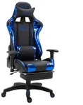 Clp - Gaming B&uuml;rostuhl Turbo Xl Mit Fu&szlig;ablage Schwarz/blau Kunstleder (metallic)