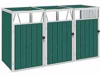 Bonnevie - Mülltonnenbox für 3 Mülltonnen Grün 213×81×121 cm Stahl vidaXL396393