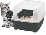 Katzenklo Mit Schaufel, Bis 7 Kg, Grau, Offen, Ohne Deckel, Katzentoilette, Hoher